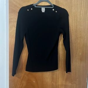 3/4 sleeve black sweater with button shoulders from H&M